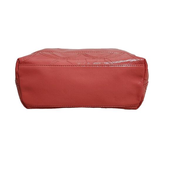 Coach Signature Stitch Patent Leather Tote Shoulder Bag Mango/Coral/Orange NWT - Picture 4 of 12